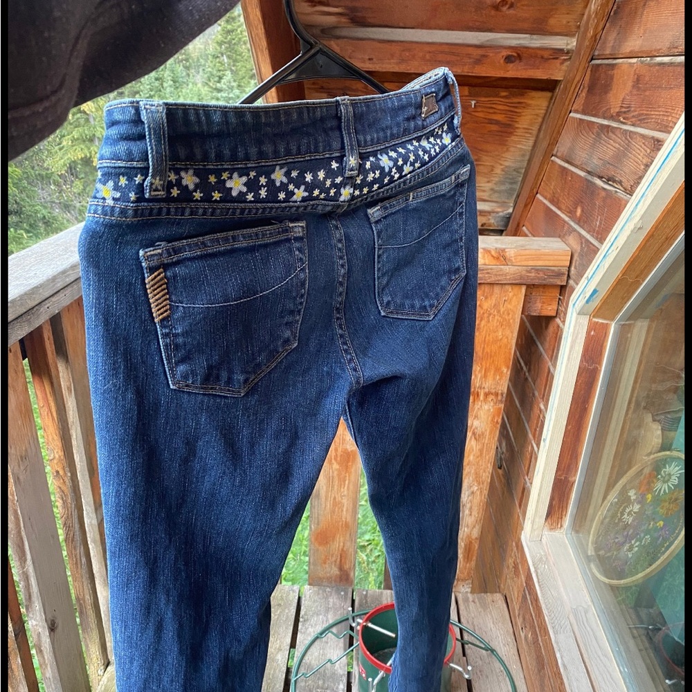 Paige jeans, painted w/ flowers